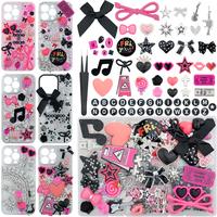 1050 Pcs Junk Phone Case Charms Kit, Charms for Phone Case Making with Kawaii Bow, Letter Beads, Nail Accessories, Flatback P...