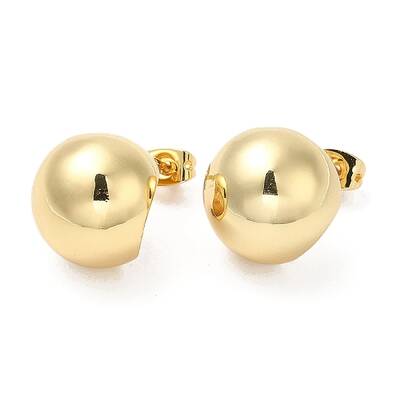 Rack Plating Brass Round Ball Stud Earrings
