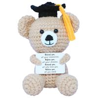 Graduation Bear Crochet Doll with Encouragement Card, Cute Crochet Toys with Graduation Cap, Creative Graduation Gifts, Stuff...