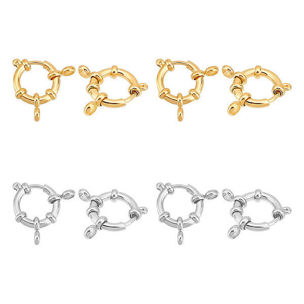 8Pcs 2 Colors 304 Stainless Steel Spring Ring Clasps