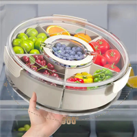Rotating Snack Tray with Lid and Handle - Multi-Compartment Fruit and Vegetable Serving Platter, Durable PP Material - Ideal ...