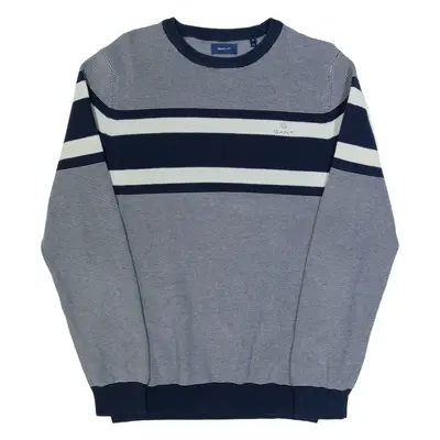 GANT Mens Patterned Jumper Blue Striped Tight Knit M