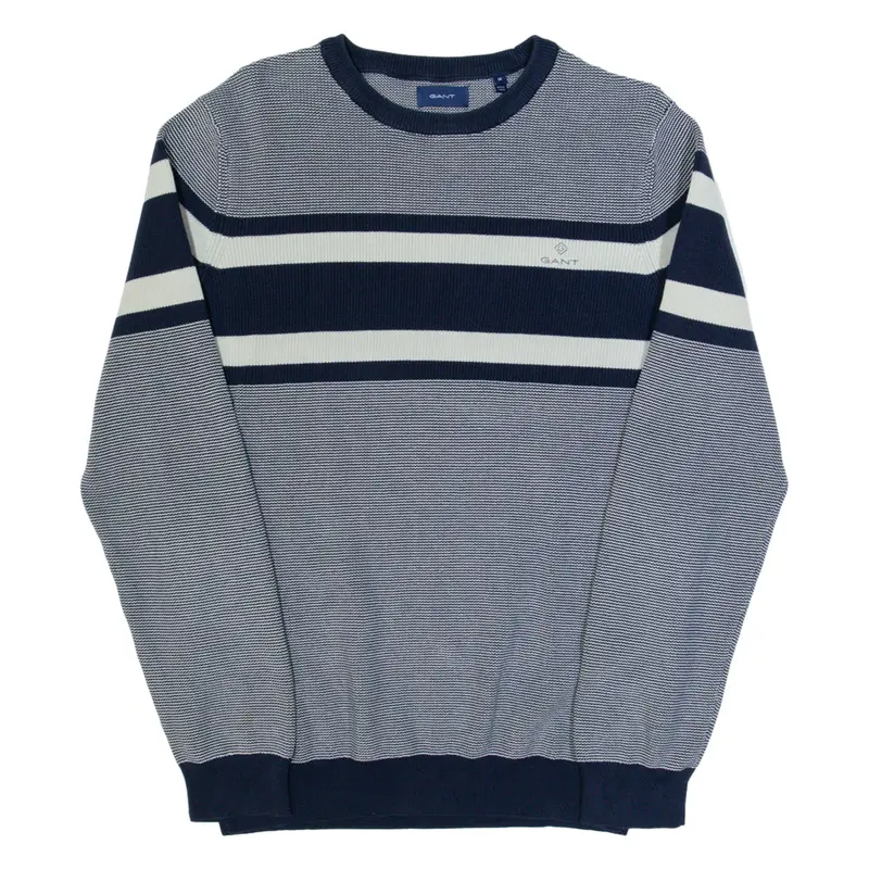 GANT Mens Patterned Jumper Blue Striped Tight Knit M