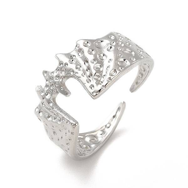 Non-Tarnish 304 Stainless Steel Gothic Bat Open Cuff Ring for Women