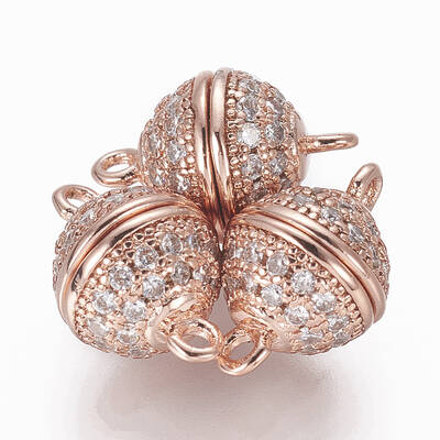 Brass Micro Pave Cubic Zirconia Magnetic Clasps with Loops