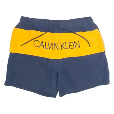 CALVIN KLEIN Mens Swimming Shorts Blue Colourblock XL W34