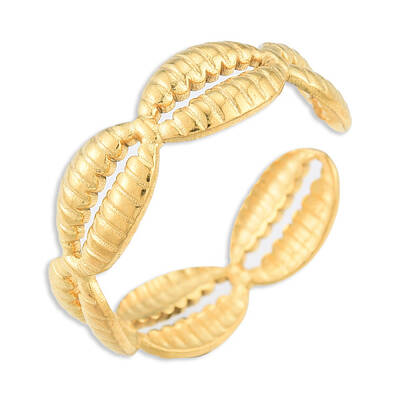Ion Plating(IP) 304 Stainless Steel Shell Wrap Open Cuff Ring for Women
