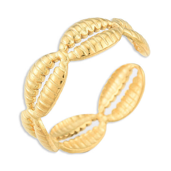 Ion Plating(IP) 304 Stainless Steel Shell Wrap Open Cuff Ring for Women