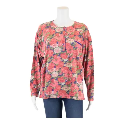 CAMPAGNOLO 1/4 Button Up Top Pink Floral Long Sleeve Womens UK 14