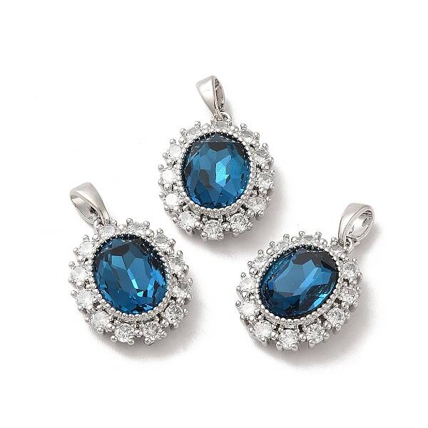 Brass Micro Pave Cubic Zirconia Pendants