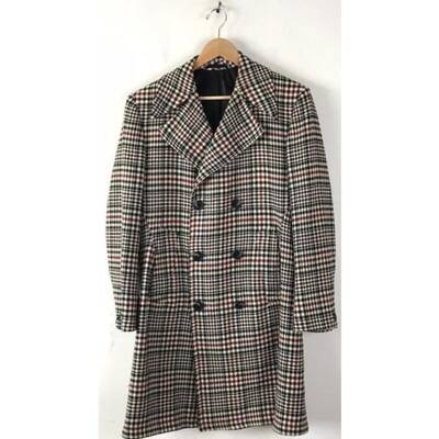 Mens Houndstooth Cream and Black Overcoat