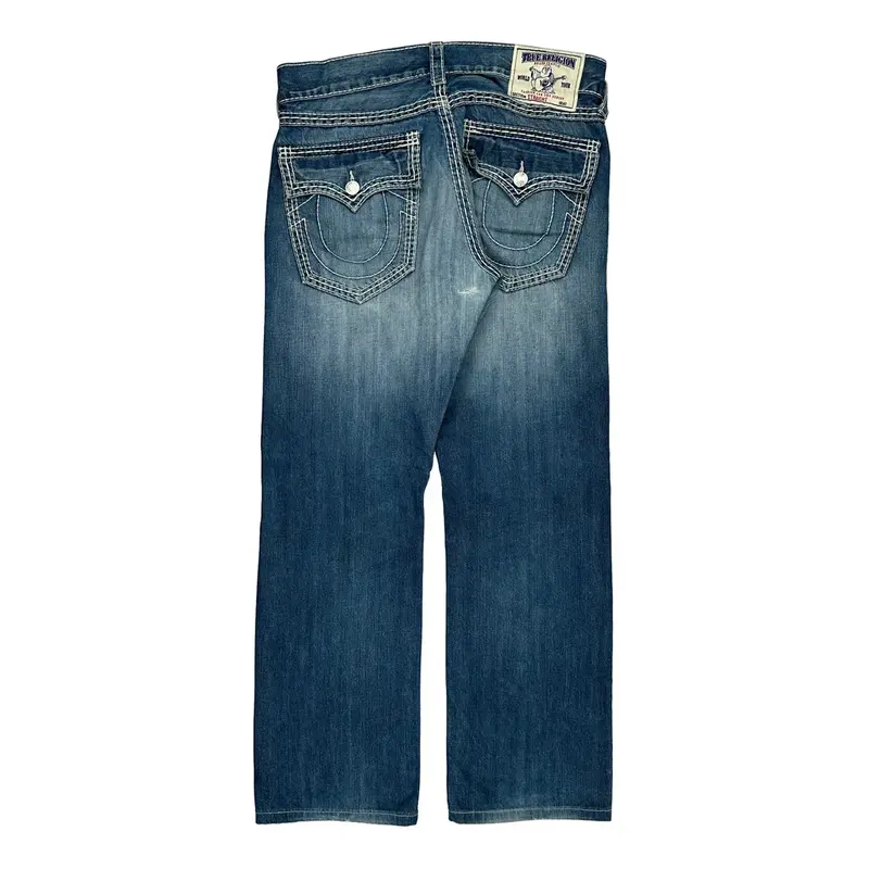True Religion Slim Fit Jeans - 36W 32L Blue Cotton