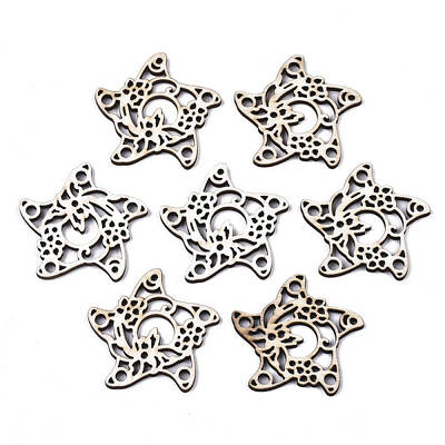 Unfinished Natural Poplar Wood Filigree Joiners Links