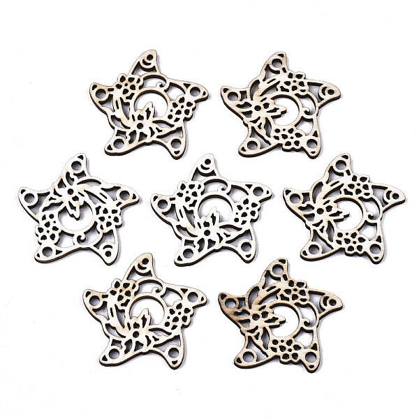 Unfinished Natural Poplar Wood Filigree Joiners Links