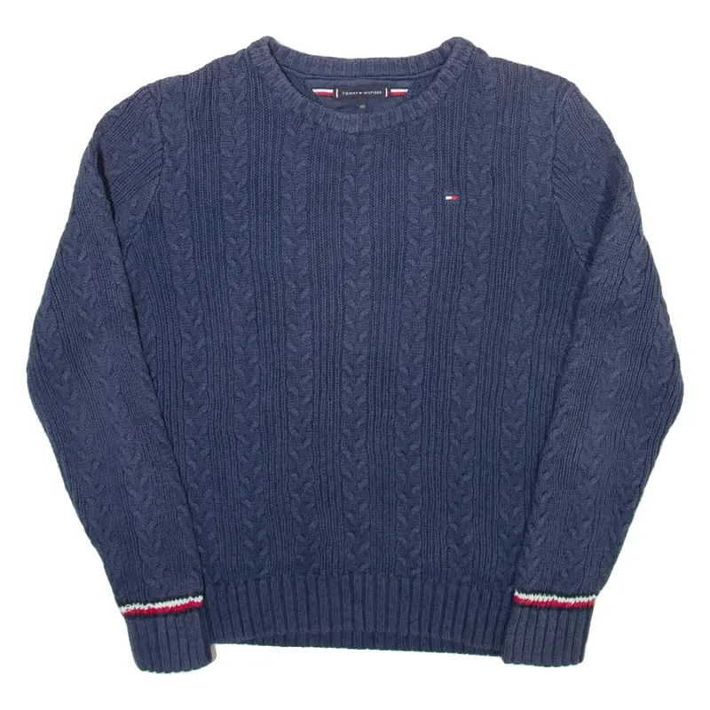 TOMMY HILFIGER Boys Patterned Jumper Blue Cable Knit M