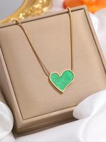 Heart Shaped Pendant Necklace, Stainless Steel Jewelry for Party, Daily Decor, Trendy All-match & Exquisite Jewelry for Birth...