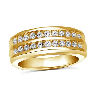 10K Gold 0.25 CT. T.W Round Lab Created Diamond Custom Wedding Ring for Men D Color VVS1 Clarity 3EX IGI Certified