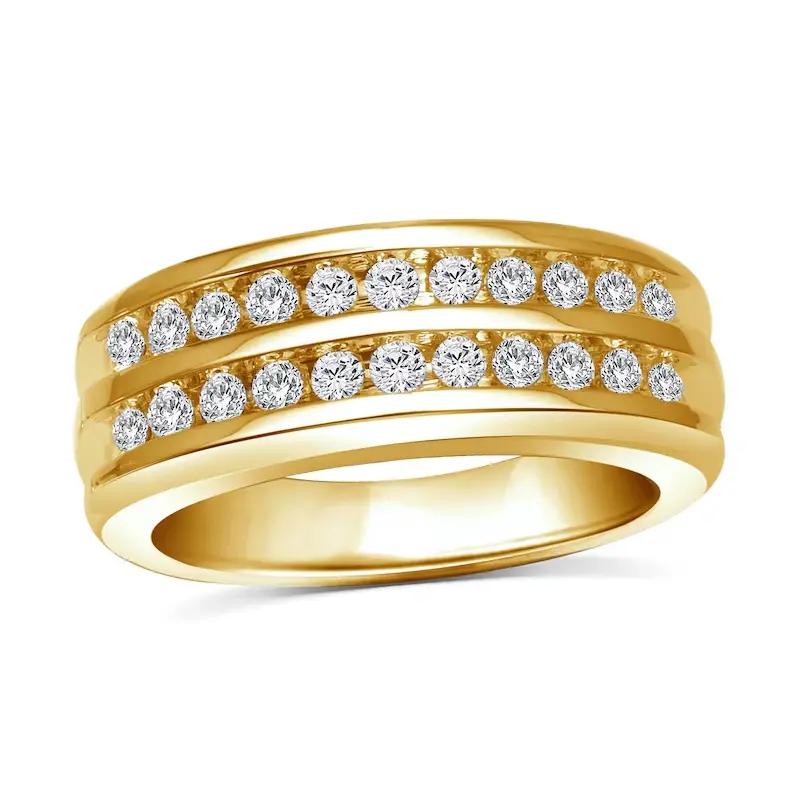10K Gold 0.25 CT. T.W Round Lab Created Diamond Custom Wedding Ring for Men D Color VVS1 Clarity 3EX IGI Certified