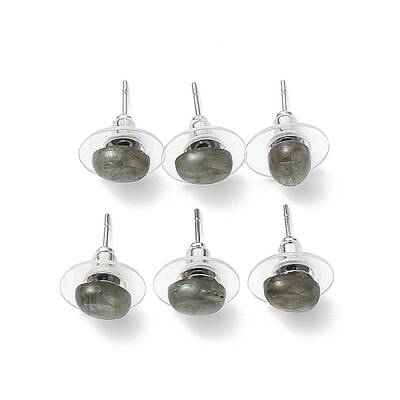 Natural Labradorite Stud Earrings for Women