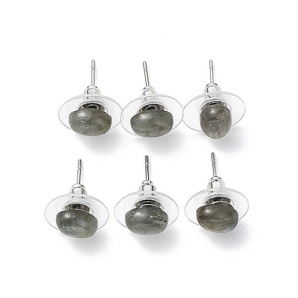 Natural Labradorite Stud Earrings for Women