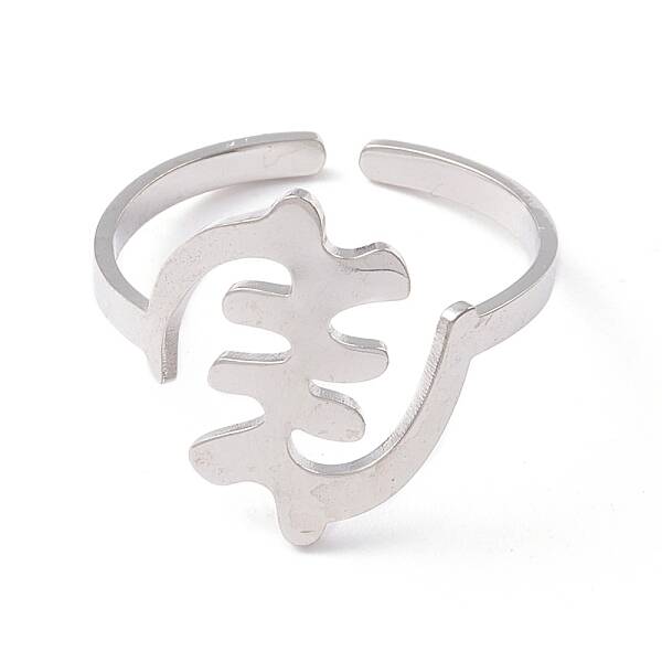 Non-Tarnish Fishbone Shape 304 Stainless Steel Cuff Ring for Women