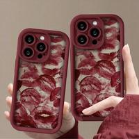 lip print phone case suitable for iPhone 16 Pro Max, 15, 14, 13, 12, 11 Pro Plus. IP13ProMax/IP14ProMax