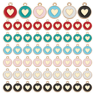 120Pcs 6 Colors Alloy Enamel Pendants