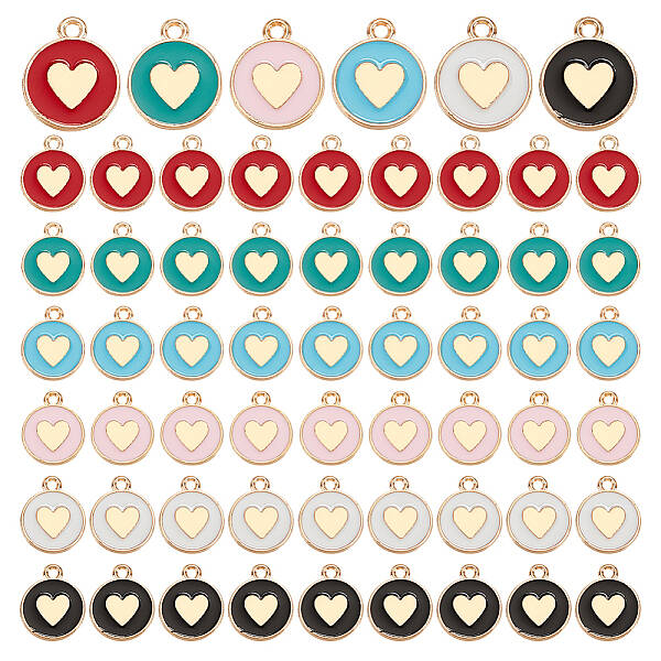 120Pcs 6 Colors Alloy Enamel Pendants