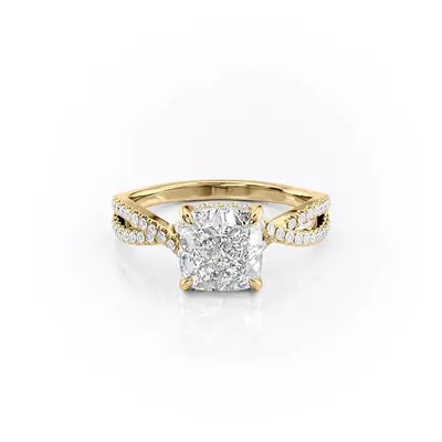 Sterling Silver with Yellow Gold Plated Moissanite Engagement Ring