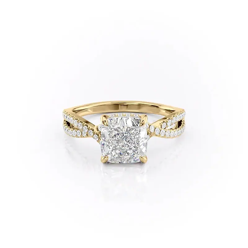 Sterling Silver with Yellow Gold Plated Moissanite Engagement Ring