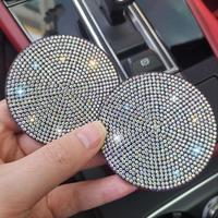 Rhinestone Decor Car Coaster, Round Anti-slip Cup Holder Coaster, Universal Car Interior Decoration Accessories for Women & M...