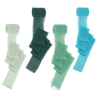 4 Rolls 4 Colors Polyester Raw Edged Ribbon