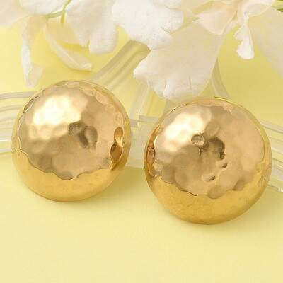Ion Plating(IP) 304 Stainless Steel Half Round Stud Earrings for Women