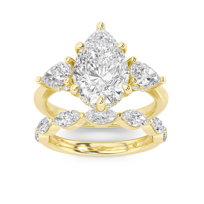 Celestia Lab Grown Pear Shaped Diamond Engagement Ring with The Elara Wedding Band | 10K Yellow Gold 3 1/4 ct. tw.