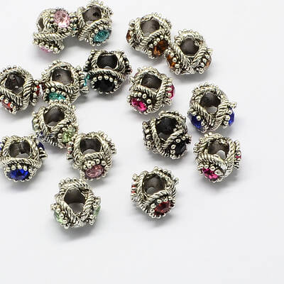Alloy Rhinestone European Beads