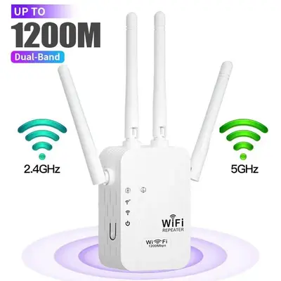 WiFi Extender 2025, 1200Mbps Dual Band (5GHz/2.4GHz) Signal Booster, Covers 10,000 sq. ft & 50 Devices, Repeater with Etherne...