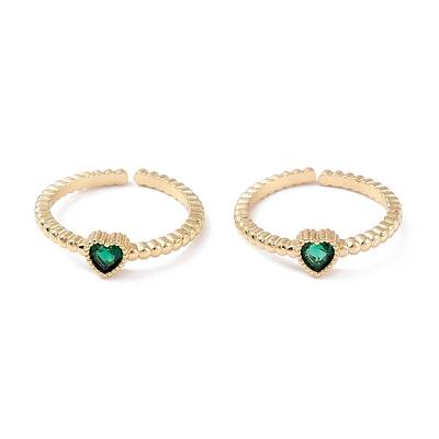 Brass Micro Pave Cubic Zirconia Cuff Rings