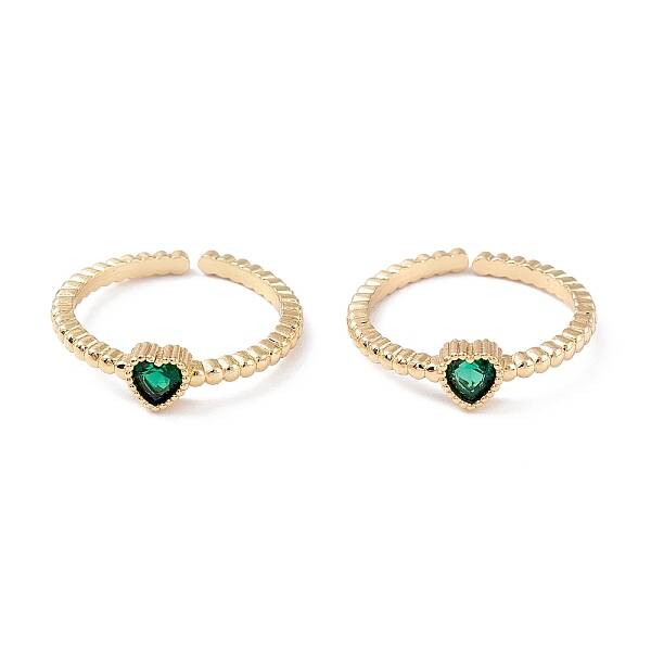 Brass Micro Pave Cubic Zirconia Cuff Rings