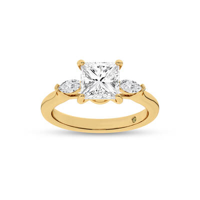 Maui Three Stone Princess Cut Lab Grown Diamond Engagement Ring | 18K Yellow Gold 2 1/4 CT. TW.