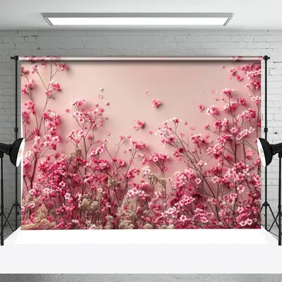 Pink 3D Flowers Fine Art Backdrop For Photography - Aperturee