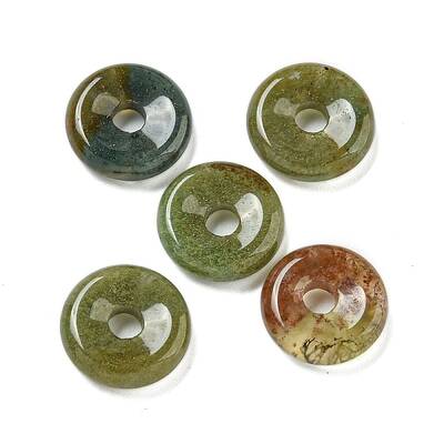 Natural Indian Agate Donut/Pi Disc Charms