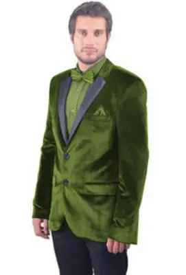 Green velvet suit Many Styles & Brands $99UP Men's 2 Button Olive Green Satin Cheap Priced Designer Fashion Dress Casual Blaz...