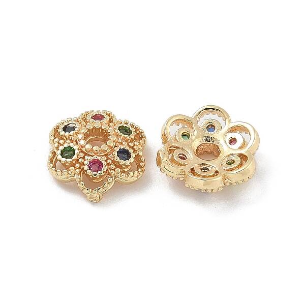 Brass Micro Pave Cubic Zirconia Bead Caps