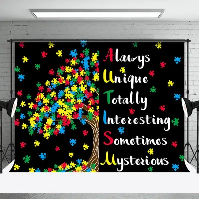 Always Unique Totally Puzzle Tree Autism Backdrop - Aperturee