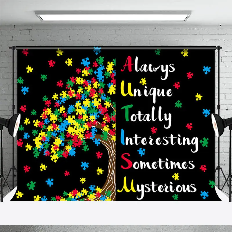 Always Unique Totally Puzzle Tree Autism Backdrop - Aperturee