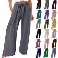 2025 Elastic Casual Solid Color Trousers Wide Leg Pants Wide Leg Casual Bottoms Pants