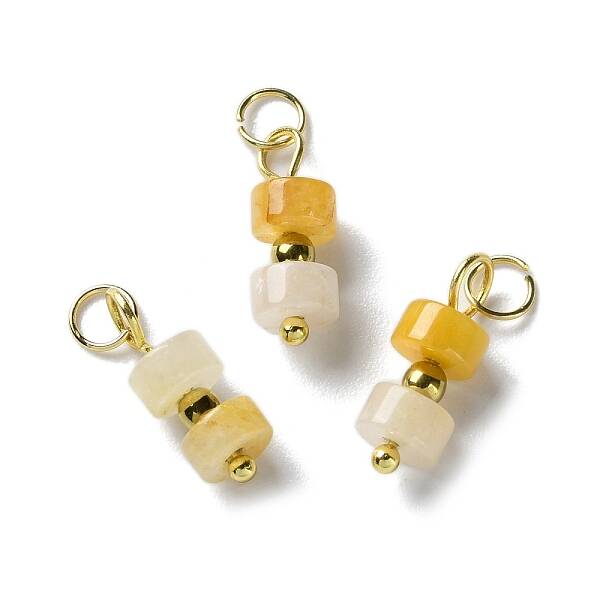 Natural Topaz Jade Disc Beaded Pendants