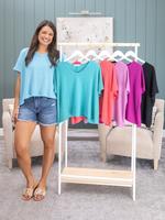 Zenana Ribbed V-Neck Short Sleeve Top | S/M-L/XL