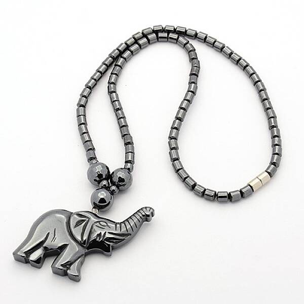 Trendy Men's Non-Magnetic Synthetic Hematite Beaded Necklaces