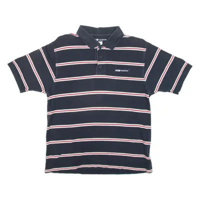 REEBOK Womens Polo Shirt Blue Striped M